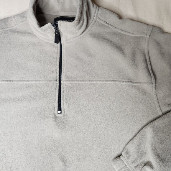 Saddlebred Men's Fleece Pullover Jacket Sz. M Quarter Zip Gray Beige - Picture 4 of 6